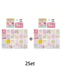 Sanrio Sanrio Kuromi Hello Melody Cinnamoroll Cartoon Character Kitty Cat Collection Cute Sticker Book Cartoon Handbook DIY Stickers (Some Parts May Be Random)