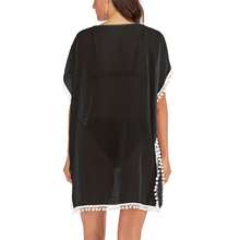 Vestido de traje de baño tipo pareo de mujer con diseño vintage de calavera vikinga con barba y auriculares para uso en la playa - Negro - Ver 3