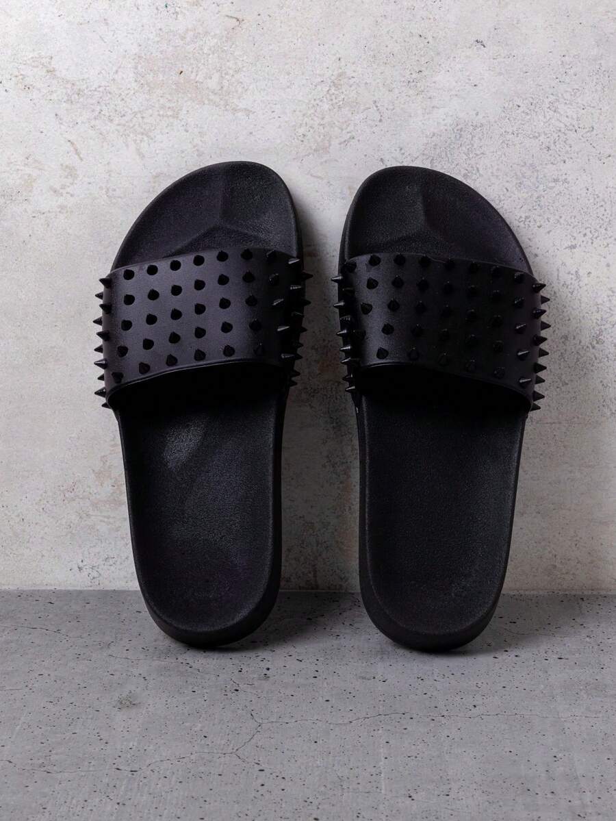 sandalia slide con picos, sandalia plana de plástico hombre,chancla urbana con pinchos, sandalia antideslizante EVA - Negro - Ver 1