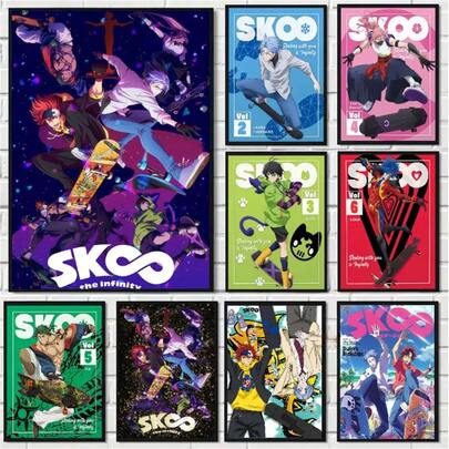 1 Stück optionaler Rahmen Poster Wandkunst Anime coole Junge S-Sk8 The Infinity Poster HD Kunstwand wasserdicht Wohnzimmer Schlafzimmer Bar ästhetische Dekoration