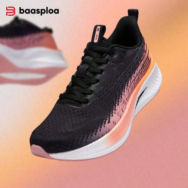 baasploa Damen Laufschuhe mit Carbonplatte, stoßabsorbierend, verschleißfest, professionell, leichtgewichtig, Damen Outdoor Laufschuhe aus Mesh, Damen Trainingsschuhe