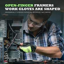 HANDLANDY Framer Work Gloves Open-Finger Carpenters Gloves, Fingerless Gaming Gloves For Tactical Shooting, Airsoft, Hunting, Police Work And Hiking - Green - View 3