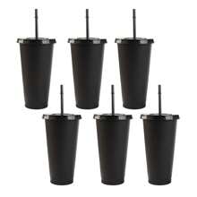6 Peças Copo Sólido Personalizado de 710ml PP com Canudo, Copo de Bebida de Plástico para Festas, Praia, Dia das Mães, Lembrança de Casamento