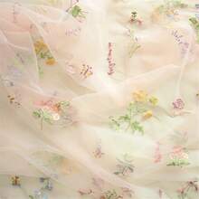 Một loại vải tự làm do một nhà thiết kế tạo ra cho mùa xuân và mùa hè, vải thêu nhiều màu lưới mã hóa họa tiết cây hiện đại - Nhiều màu - Xem 1