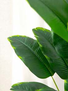 52-88厘米大型人造热带香蕉树，塑料天堂鸟植物枝条，带绿色龟背叶，适用于家居、花园、厨房、阳台装饰，1件装（不含花盆） - 綠色 - 查看 11