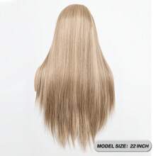 Blonde Highlight Brown Mixed Color 13x6 Synthetic Lace Front Wigs For Women 22 Inch Long Straight Glueless Kanekalon Hair Resistant Synthetic Hair Wigs Free Part 150% Density Ombre Blonde Highlights Mixed Color Heat Resistant Fiber Synthetic Lace Front Wigs Natural Hairline For Women Daily Party Vacation Holiday Use