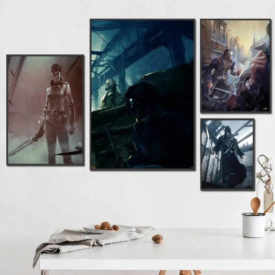 1 件《羞辱》游戏 X 帆布海报动作冒险艺术印刷品，适用于房间咖啡厅墙壁装饰，理想礼物可选框架 - 彩色 - 查看 1