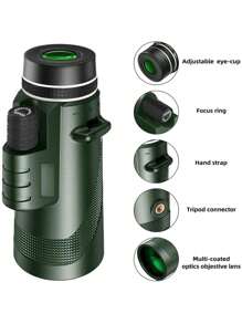Telescopio Monocular potente, binoculares con Zoom HD de 80x100, visión nocturna de largo alcance, Spyglass para acampar al aire libre, observación de aves, 1 pieza