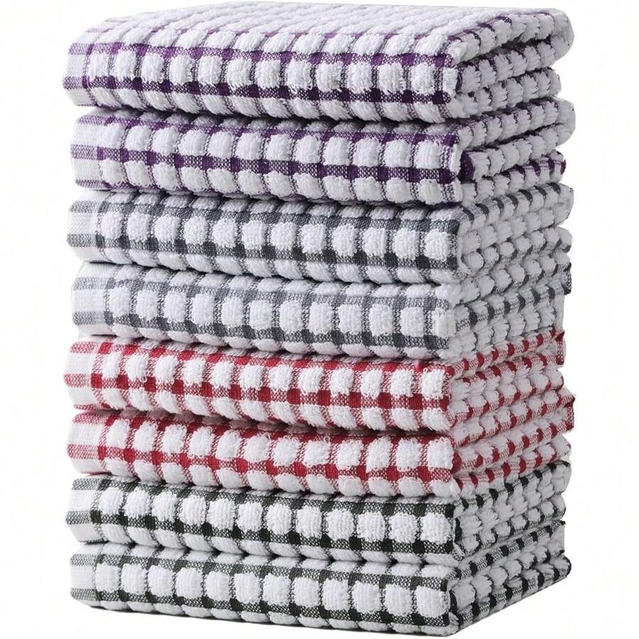 New Oeleky Dish Towels For Kitchen, Cotton Kitchen Towels For Drying Dishes Pack Of 8 (Multi C, 15X26 Inches) - 多色 C 15X26 英寸 - 查看 1