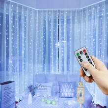 1 件窗帘仙女灯,USB 供电 LED 仙女灯串,具有 8 种照明模式,适用于派对、客厅、卧室、室内装饰、婚礼、生日、单身派对(暖白/白色/多色) - USB窗簾燈 - 查看 27