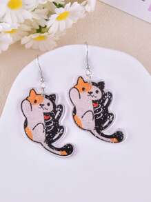 1 Pair Lovely Cake, Cat, Sea Fish, Skull Cat Design Earrings For Women, Party Jewelry Decoration