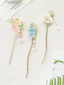 1/2/3/6件套新款中式发夹组合，法式简约休闲时尚复古优雅锌合金材质汉服发饰，新款中式发髻夹，流苏发簪，中式服饰头饰，高端品质，情人节、上学、发饰的完美礼物