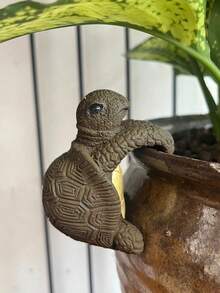 1pc Cute Resin Small Sea Turtle Statue, Hanging On Flower Pot, Indoor Decor Figurine, Flower Pot Decor, Perfect For Garden, Yard And Home Decoration, No Electricity Needed - Multicolor - View 6