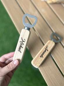 Customized Artistic Name Beer Bottle Opener With Wooden Handle - Stainless Steel, Multi-Function Keychain Design For Business Gifts & Personalized Events, Party, Birthday Decoration Stylish,Adorable,High-Quality Custom,Personalized,Unique Ideal Gifts For Her Boyfriend,Girlfriend,Dad,Mom,Family,Friends,Son,Daughter,School Students,Kids For Anniversaries,For Birthdays School,Office,Home
