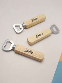 Customized Artistic Name Beer Bottle Opener With Wooden Handle - Stainless Steel, Multi-Function Keychain Design For Business Gifts & Personalized Events, Party, Birthday Decoration Stylish,Adorable,High-Quality Custom,Personalized,Unique Ideal Gifts For Her Boyfriend,Girlfriend,Dad,Mom,Family,Friends,Son,Daughter,School Students,Kids For Anniversaries,For Birthdays School,Office,Home