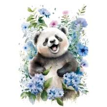 1pc Wall Arts Posters Optional Frame Modern Cat Cartoon Animal Watercolor Posters Elephant Panda Tiger Koala Nursery Canvas Painting Wall Art Print Pictures Baby Room Decor