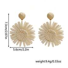 1 Pair Of Woven Daisy Earrings For Women, Beach Bohemian Earrings For Women