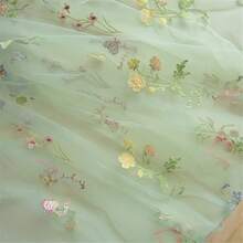 Một loại vải tự làm do một nhà thiết kế tạo ra cho mùa xuân và mùa hè, vải thêu nhiều màu lưới mã hóa họa tiết cây hiện đại - Nhiều màu - Xem 9