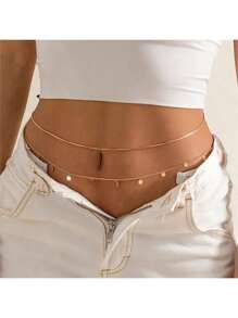 1 Set Of Fashionable Round Bead Chain Double-Layer Women's Waist Chain Body Chain Belly Chain Waist Accessories