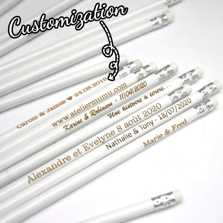 Crayons personnalisés, crayons gravés, crayons en bois personnalisés, une pièce unique, un cadeau personnalisé gravé avec vos mots, convenant pour les anniversaires, les mariages et la rentrée scolaire