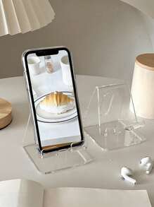 Transparent Simple Acrylic Phone Holder, Multifunctional Desktop Mobile Phone Holder With Protective Packaging, Creative Decoration & Charging, Anti-Slip Design, Suitable For Various Scenes,Suitable For Kitchens, Bedrooms, Living Rooms,Suitable For All Types Of Mobile Phones, Office And Study Essentials, Travel Essentials, Summer Beach Essentials, Student Back-To-School Supplies, Free Your Hands, Holiday Gifts, Party Gifts