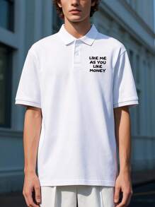 Customized Personalized Men's White Polo Shirts. You Can Add Text On Both The Front And Back. Customize Creative Text And Give It As A Gift To Friends. Custom T-Shirt.