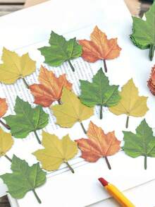 3pcs/150sheets Tree Leaf Shaped Sticky Notes. Realistic Leaf Memo Pads, Student Stickers, Bookmark Stickers, Maple Leaf Decorative Stickers, Message Stickers, Wish Wall Stickers. - Multicolor - View 3