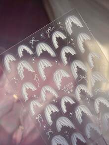 1条星月心形梦幻项链，5D镀金美甲贴纸，自粘美甲装饰贴纸，DIY美甲饰品配件 - 白色 - 查看 3