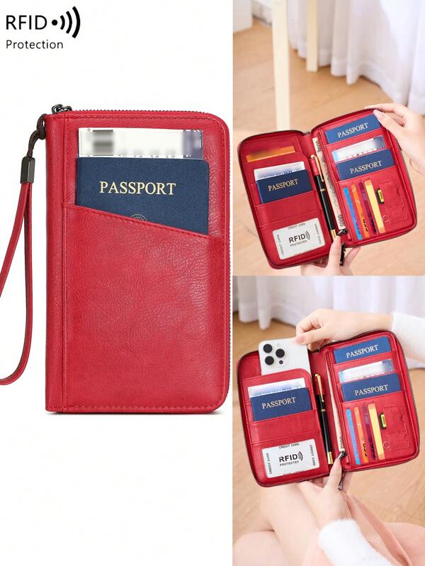 New RFID Anti Magnetic Wallet Zipper Passport Bag Certificate Bag Ticket Storage Bag Multi Functional Passport Wallet Large Capacity Wallet Fashion Travel Bag Airplane Travel Bag For Overseas Travel Vacation Travel Accessories Summer Travel EssentialsPassport Holder For Travel For Flight
