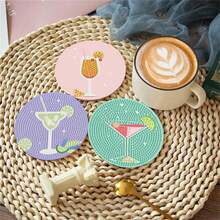 8pcs Diamond Art Painting Coasters With Holders, DIY Beautiful Pattern Series Diamond Art Coasters, Suitable For Adults And Beginners Diamond Painting Kits, Diamond Craft Supplies, Exquisite Gifts For Friends - Multicolor - View 7