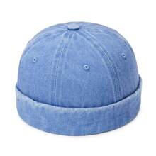 Gorra sin visera estilo vaquero lavado vintage de unicolor ajustable, sombrero redondo de algodón al estilo hip hop - Multicolor - Ver 12