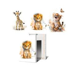 1pc Wall Arts Posters Optional Frame Modern Cat Cartoon Animal Watercolor Posters Elephant Panda Tiger Koala Nursery Canvas Painting Wall Art Print Pictures Baby Room Decor