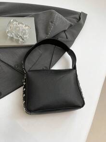 European Style Niche Design Armpit Bag, 2025 New Rivet Large Capacity Shoulder Bag - Black - View 10