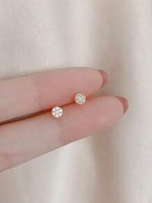 1 Pair Simple & Stylish Cubic Zirconia Stud Earrings, Delicate & Versatile Design For All Seasons Wear