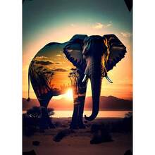 1 Stück Wandkunst Poster wahlweise mit Rahmen wilde Elefanten Sonnenuntergang Landschaft Elefant Tier Kunst Poster Leinwand Malerei Wandbilder Wohnzimmer Heimdekoration Leinwand, ohne Rahmen - Verschiedenfarbig - Übersicht 31