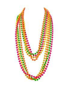 D EXCEED 1/2/4/5 PCS 1980s Long Neon Bead Nekalce For Women Neon Party Costume Accessories For Women Neon Artificial Bead Necklace Solid Color Bride Weddings Masquerade Festival Decorations Gifts