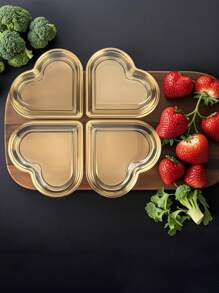 10 Heart-Shaped Plastic Trays With LIDS - Multi-Purpose Large-Capacity Snack Containers, Suitable For Fruits, Sushi, Vegetables, Salads And Cheese Boards - Transparent Design, Golden Border - Perfect For Parties, Festivals And Gifts