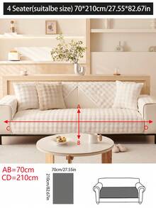 1pc Thick Plush Sofa Cushion Cover, Non-Slip Sofa Protector, Dust-Proof And Dirt-Resistant, Machine Washable, Pet-Friendly, Suitable For All Seasons, Fits 1-4 Seat Sofas, Bedroom, Office, Living Room - White - View 13