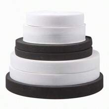 لفة (2-5) ياردة بالحزمة بحزام مرن منسوج بعرض 1.5/2/2.5/3/4/5 سم باللونين الأبيض والأسود، حزام مطاطي لخياطة الملابس والتفصيل وخياطة الألسنة والأشرطة