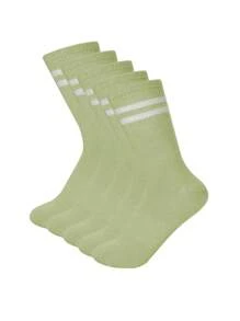 1/5/6/10/12 Pairs Solid Color Elastic Bottom Unisex Outdoor Sports Riding Running Mid-Calf Socks