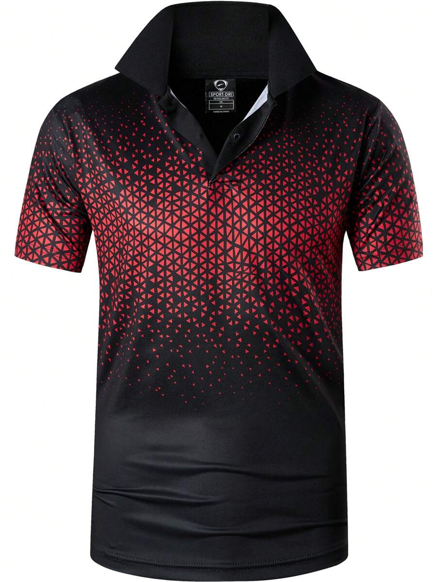 jeansian 1pc Boyfriend Style Men's Black And Red Sports Polo Shirt, Zip-Up T-Shirt With Short Sleeves, Slim Fit, Quick-Drying, Suitable For Tennis, Golf, And Bowling LSL358