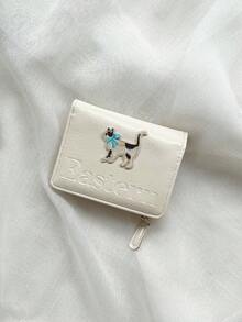 1pc Silver Wallet & Card Holder Cartoon Dog Decorative Faux Leather Bifold Coin Purse Shiny & Fashionable For Women Wallet Mini Wallet Purse Wallet Small Wallet Cute Wallet Wallet