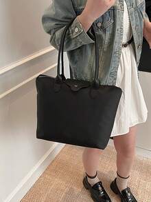 大容量女士时尚尼龙帆布托特包、手提包、单肩包，适合通勤和妈妈使用 - 彩色 - 查看 5