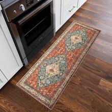 1/2 Juego de alfombra de área estilo vintage lavable, alfombra interior para dormitorio, sala de estar, pasillo - Decoración del hogar, naranja - Naranja - Ver 25