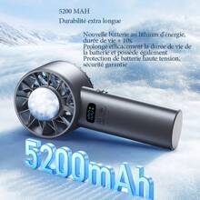 Ventilador de mano portátil, 5200mAh de larga duración de batería, diseño plegable de sobremesa, ajustabilidad de velocidad de viento de 100, modos de enfriamiento y sin enfriamiento, ideal para excursiones, caminatas, campamentos y viajes de verano