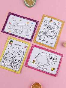 10pcs DIY Watercolor Painting Board - Creative Drawing Set, Includes 4 Colors Mini Watercolor Paints