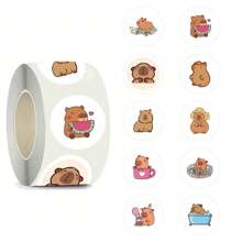 Rollo de 500 pegatinas de capibara de dibujos animados, decoración linda de capibara, regalos de capibara kawaii, pegatinas estéticas, pegatinas de vinilo resistentes al agua para botellas, computadoras, portátiles, teléfonos, equipaje, cuadernos, refrigeradores