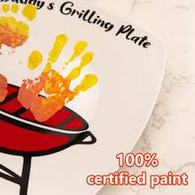 Father's Day Gifts - Personalized Step Dad Gifts From Wife Kids - DIY Daddy's Grilling Plate With Handprint - Funny BBQ Crafts Birthday Present Ideas For First Papa From Daughter Son - 1 - View 4