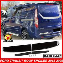 FOR  TRANSIT CUSTOM 2012-2020 GLOSS BLACK REAR TWIN BARN DOOR ROOF SPOILER - Black - View 2