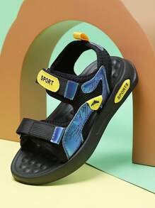 Teenage Casual Slippers, Unisex Slip-On Beach Sandals, Breathable Soft Comfortable Outdoor Sports Slides, Hook And Loop Strap Convenient To Wear